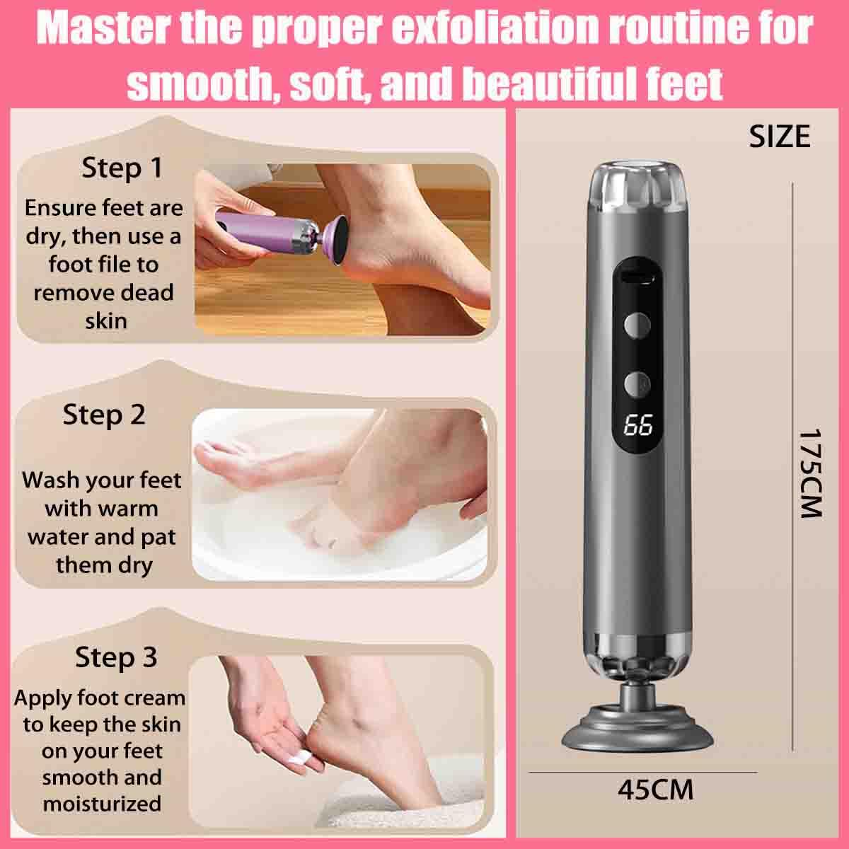 Lima Elettrica Per Piedi E Rimozione Calli,Cordless A 5 Velocità，viola | Strumento Per Pedicure Da 27.000 Giri/Min,3 Testine Intercambiabili,50 Dischi Abrasivi,Pelle Morta,Talloni Screpolati,Unghie