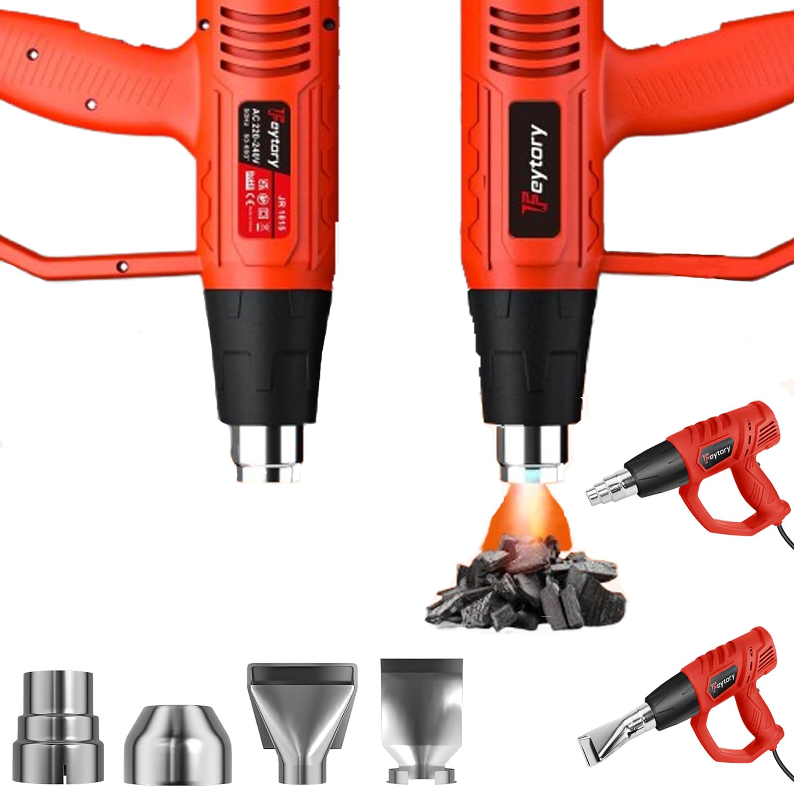 2000W Variable Temperature Control Professional Heat Gun Dual Temp 300℃ & 600℃, Electric Hot Air Gun with 4 Nozzles,1.5s Fast Heating and Overload Protection Mini Handheld Paint Stripper Heat Guns,Red