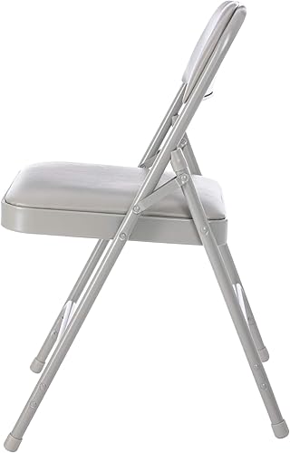 Miniatura 5 de OEF Furnishings Paquete de 4 sillas plegables acolchadas de vinilo de alta calidad, color gris, ideales para el hogar, la oficina o los eventos