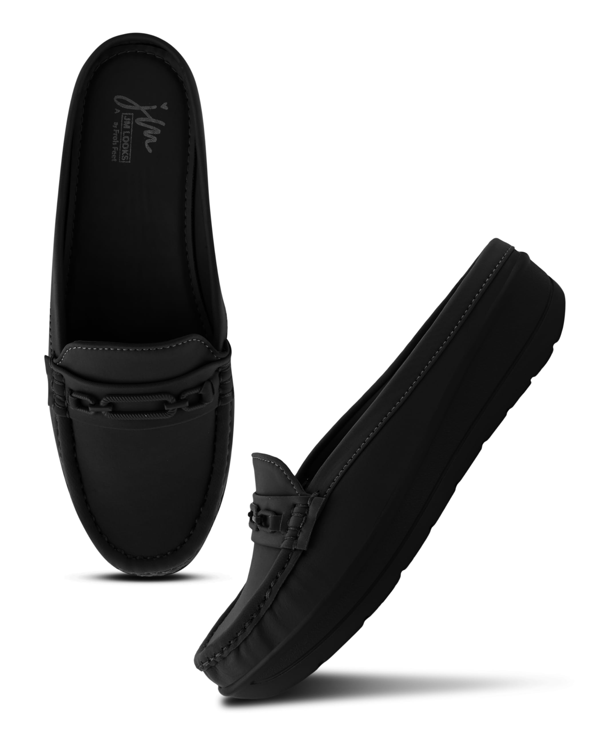 jm looks Sophisticated Matte Finish Closed Toe Mule Loafers Elegant Minimalist Everyday Casual Shoes for Women-picture-34
