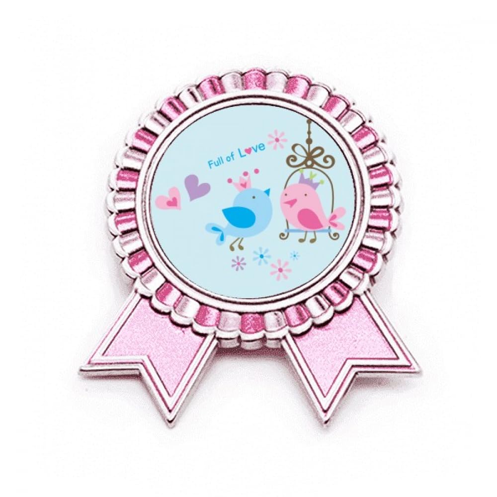 Broche cage d'oiseaux rose en métal travaillé de taille M - 4