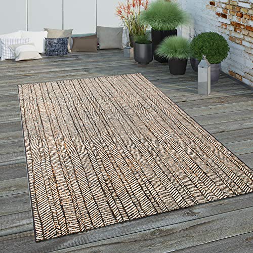 Paco Home Outdoor Teppich Wetterfest Wohnzimmer Balkon Küchenteppich Schlafzimmer Boho Moderne Sisal Optik Geometrische Muster, Grösse:160x230 cm, Farbe:Braun