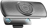 AGPTEK Bluetooth 5.3 Car Speaker Hands-Free Visor Clip Kit - Noise-Canceling Mic, TF Card Slot, Siri/Google Assistant, 16Hr Battery (Black)