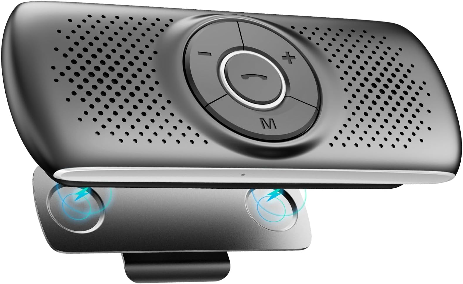 Bluetooth 5.0 Handsfree Car with Siri Assistant Voice Commands by Google Speaker Kit and TF Card Support for Sun Visor Automatic Connection, Black