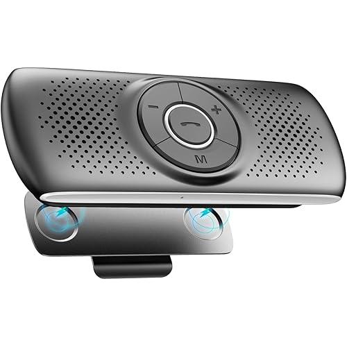 AGPTEK Car Speaker with Bluetooth 5.3, Hands Free Phone Kit for Calls, GPS & Music with TF Card Slot, Instant Connect, Siri Google Assistant Support Wireless Car Visor Clip Speakerphone (Black)