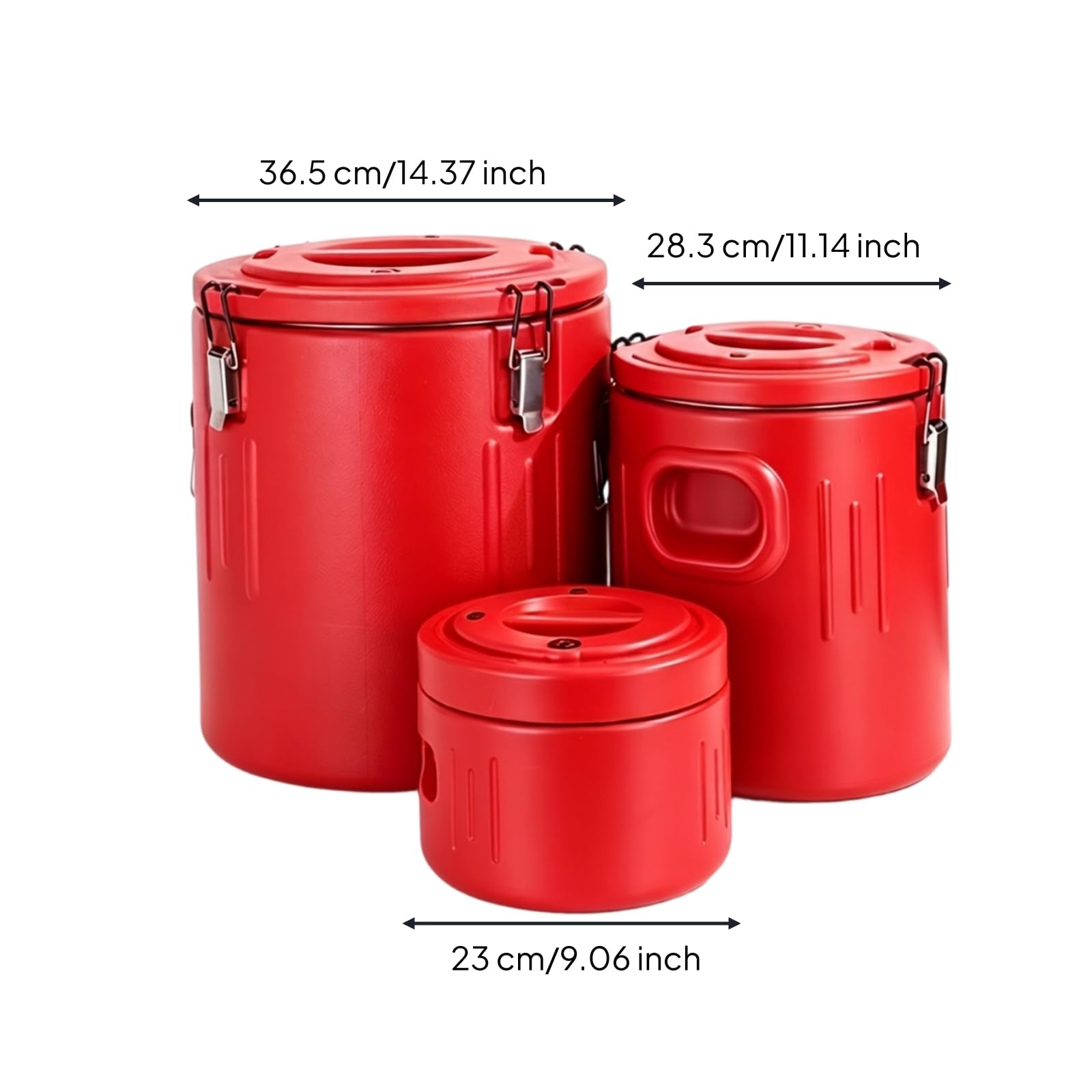 3 Pieces Juego Varios Recipientes Asas Laterales Contenedor Térmico Sellado Calidad Alimentaria Alimentario Recipiente, Array, Rojo