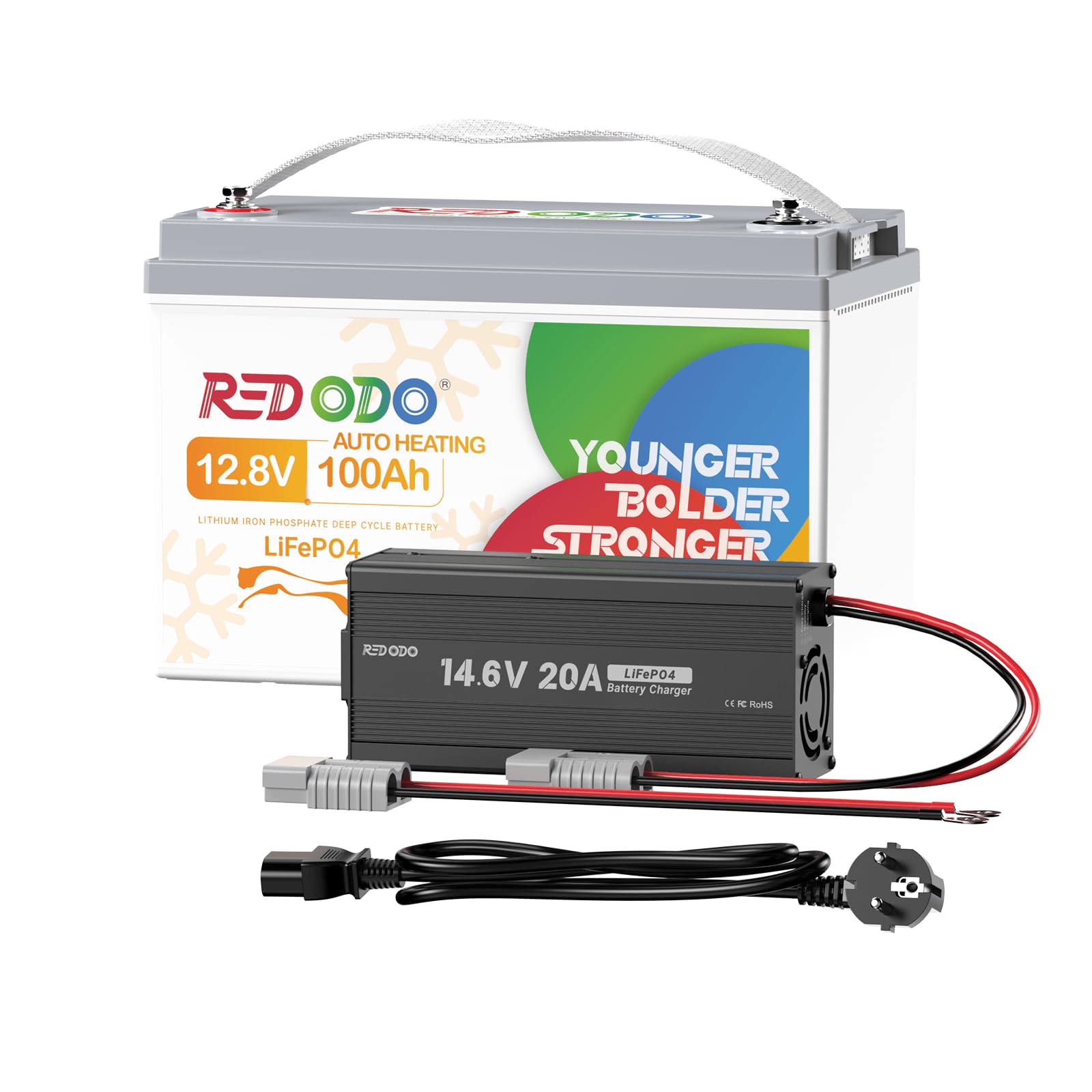 Redodo 12 V 100 Ah LiFePO4 bateria litowa z ładowarką 14,6 V 20 A