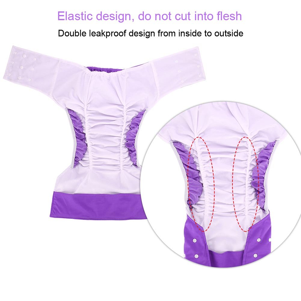 Pañales Adultos reutilizable lavable ajustable grande del pañal y ropa interior protectora de cuidado de incontinencia Adultos pañales de tela Pañal ajustable para personas mayores (Purple)