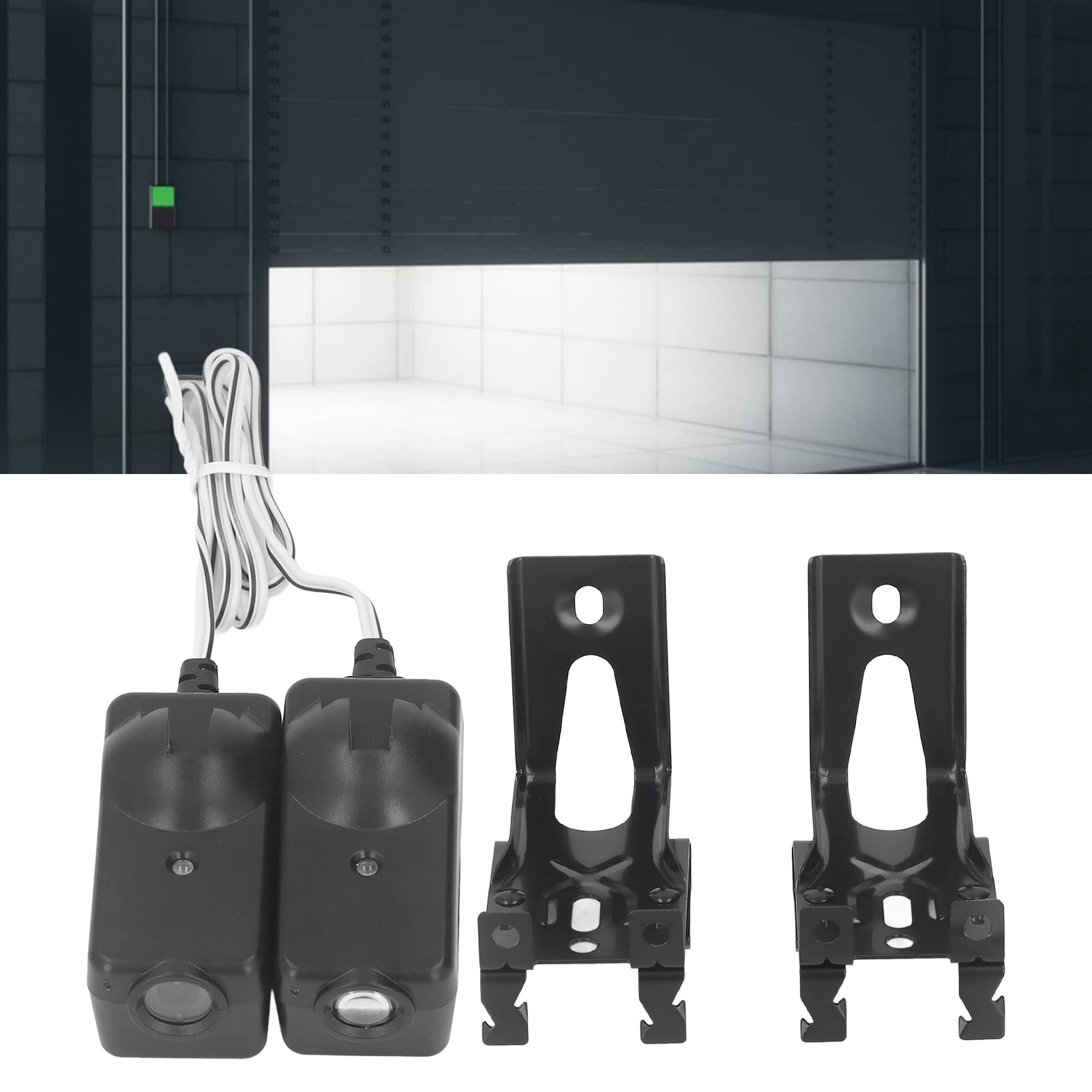 Kit de Sensor de Seguridad, Sensor de Seguridad de Garaje, Sensor de Apertura de Puerta de Garaje con Soporte, Kit de Sensor Seguro de Sensores Duales ABS de Acero Inoxidable