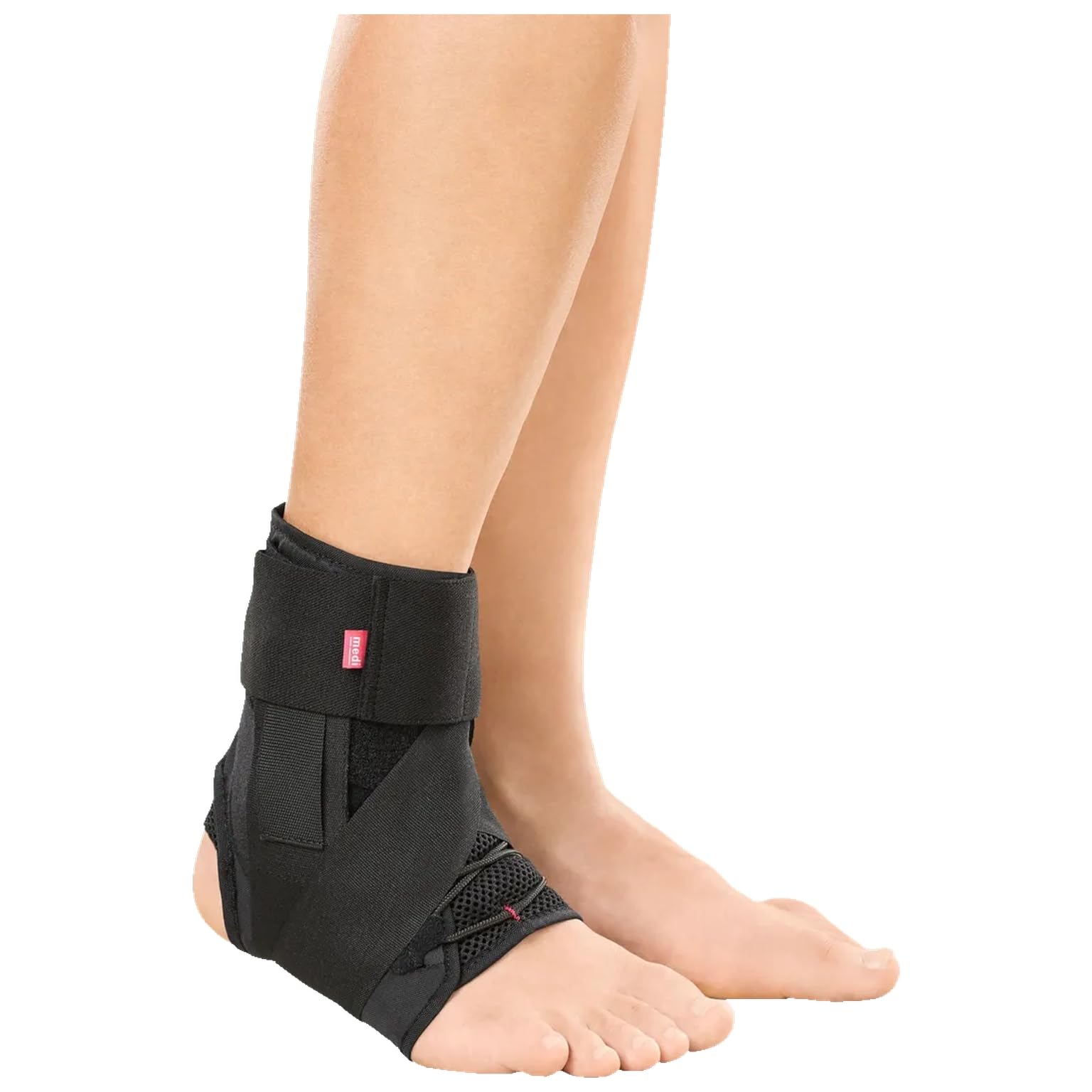 medi Ankle sport brace Knöchelorthese | Einstellbare Sprunggelenkorthese für den Sport | Stabilisiert und sicher | Farbe: Schwarz | Größe M