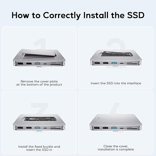 Miniatura 8 de Accesorios iMac para iMac 20212023, PULWTOP USB C Hub para iMac compatible con SSD SATA NVMe de 10 Gbps con USB AC 10Gbps, iMac Hub para M1M3, 2 USB