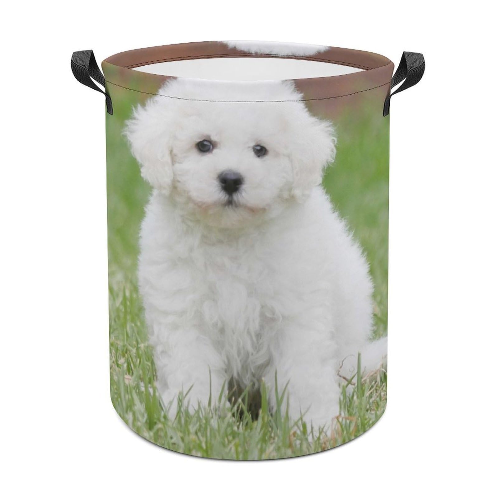 Wlntrophic Laundry Hamper, Bichon Frise Dog Laundry Basket, Washing Basket with Handle