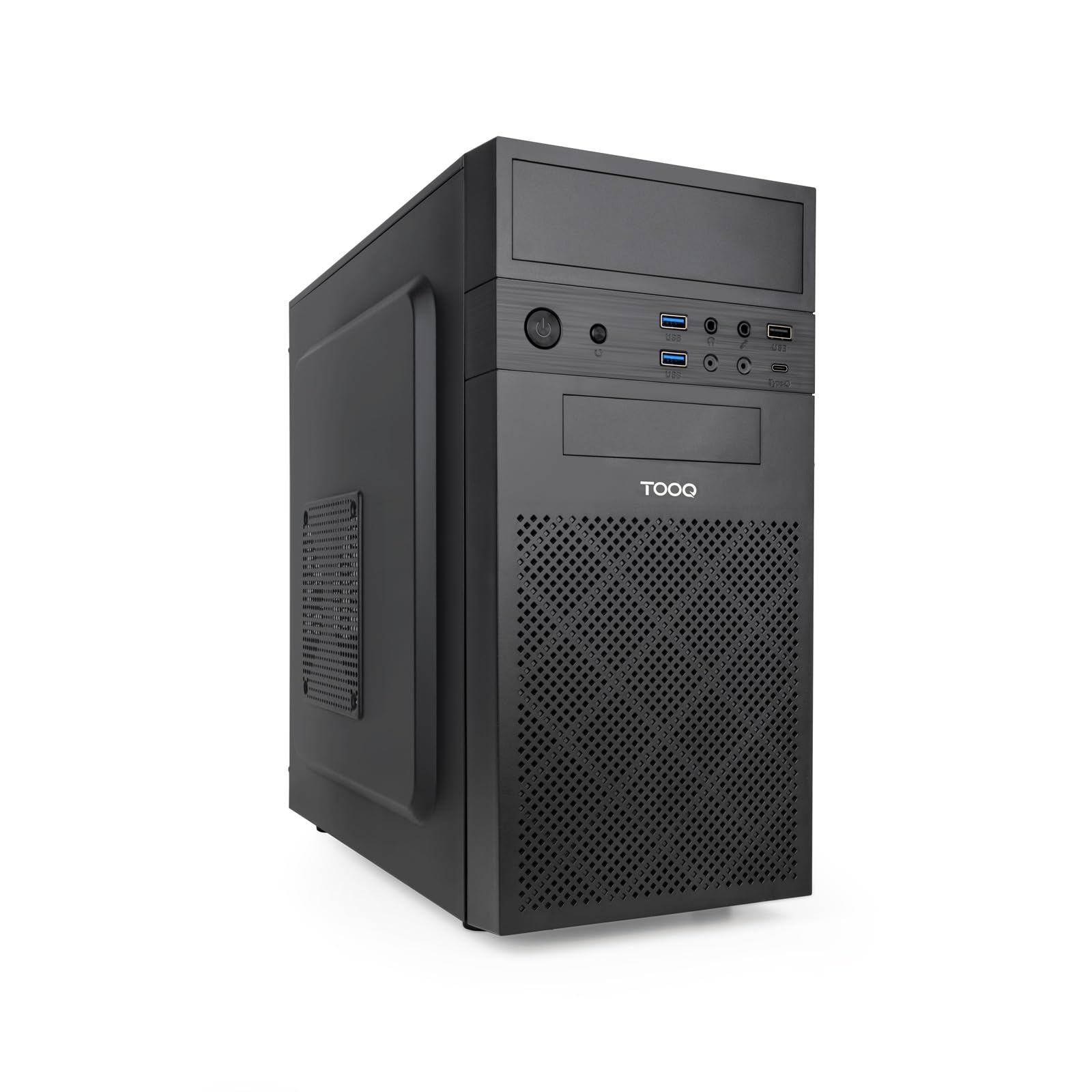 TOOQ TQC-4701-SP - Caja Minitorre Micro-ATX “ISOBOX Ultra”, Fuente de alimentación ATX 500W, 2xUSB-A 3.0, 1xUSB-A 2.0, 1xUSB-C, Audio HD, Micrófono