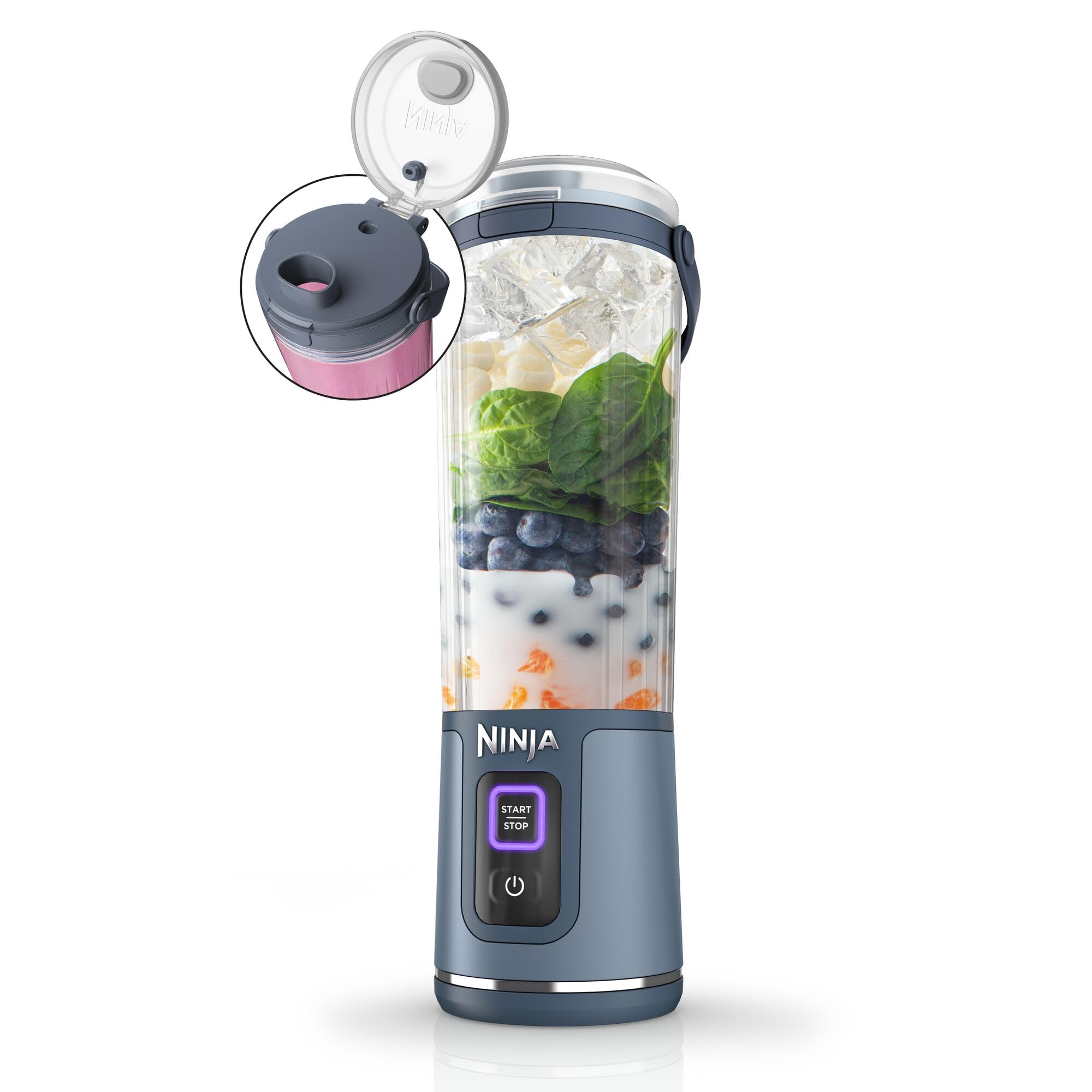 Blast Portable Blender, 530ml, Leakproof Lid & Sip Spout, Powerful Cordless Mini Blender, Rechargeable, Portable Smoothies, Protein Shakes, Blends Ice & Frozen Fruit, Denim Blue, BC151UKNV