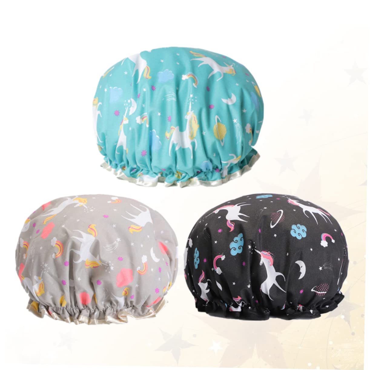 FRCOLOR 9stücke Cartoon Einhorn Duschhauben Doppelwandig Für Damen Lake Schwarz Stilvolle Badekappen Für Und Spa