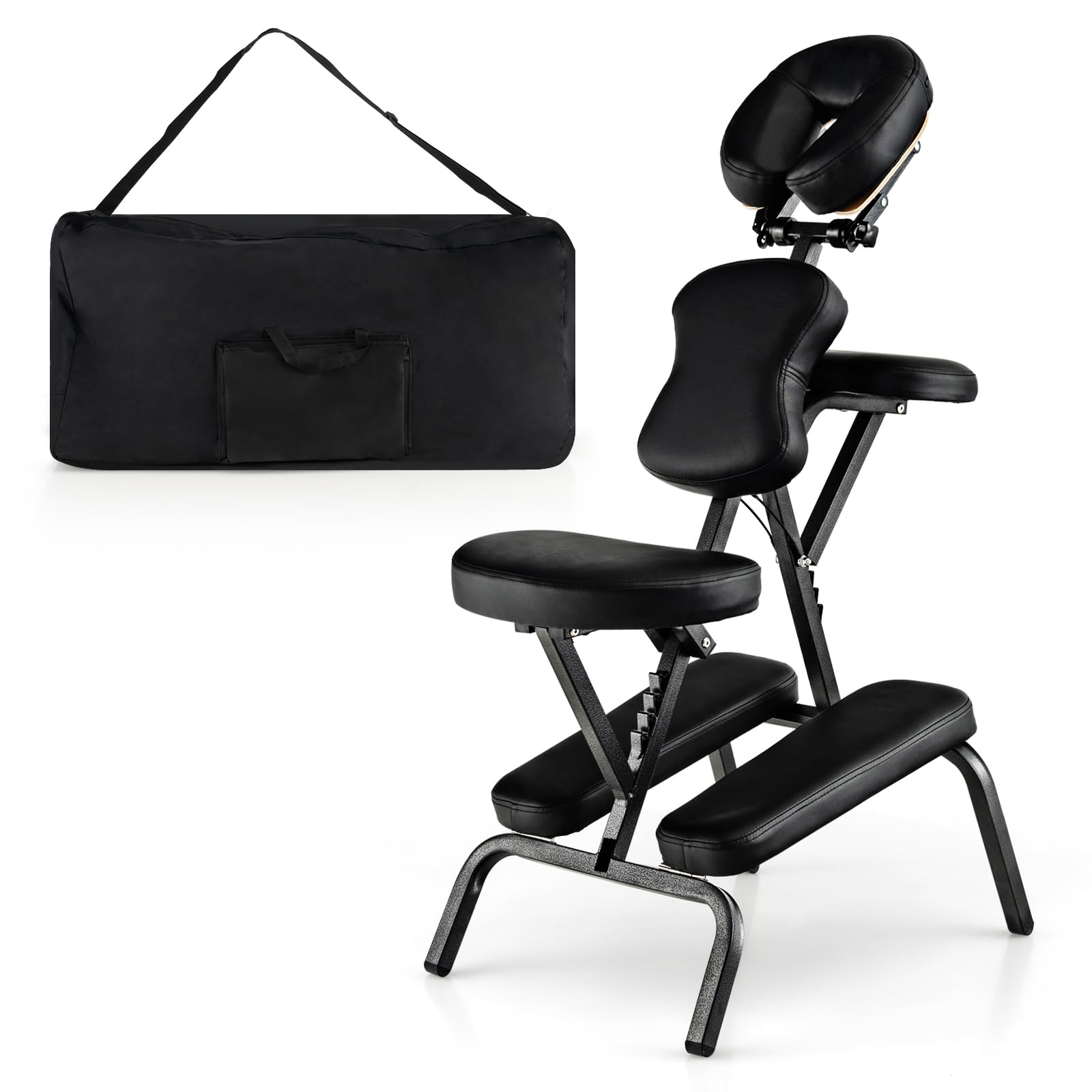 HOMASIS Fauteuil de Massage Pliable, Chaises de Massage Réglable en Hauteur 110-120cm, Fauteuil de Massage Portable avec Sac de Transport en Tissu Oxford, 55x48x120cm
