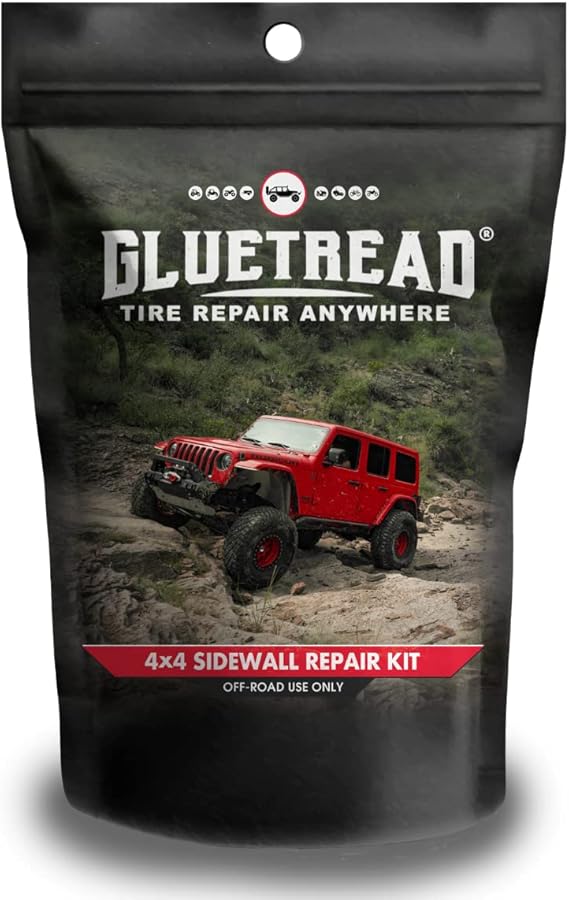GlueTread 4x4 Sidewall Emergency Tire Repair Kit Puncture