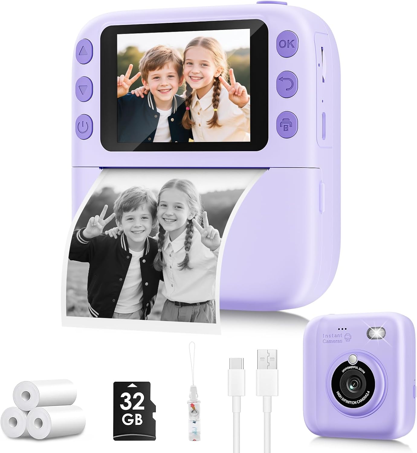 Instant Print Camera for Kids, Christmas...