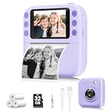 Instant Print Camera for Kids&comma; Christmas Birthday Gifts for Girls Boys&comma; 1080P Instant Digital Print Cameras for Toddler&comma;Portable Toy for 4 5 6 7 8 9 10 Year Old Girl with 32GB SD Card，Purple