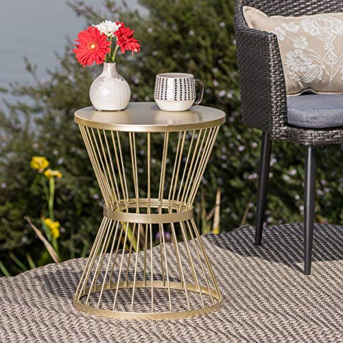 Christopher Knight Home Lassen Outdoor 16" Iron Side Table, Matte Gold #TOP1
