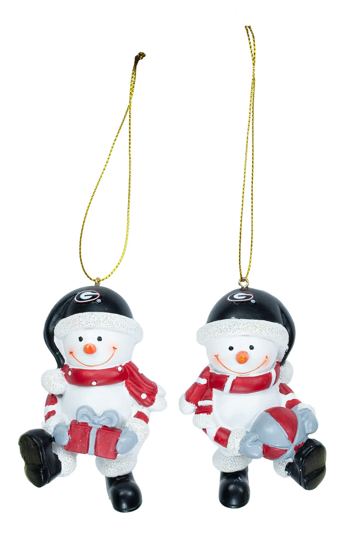 University of Georgia Bulldogs Resin Snowman Christmas Tree Ornaments Decoration by Hanna’s Handiworks - Holiday/Dorm Decoration - Show Your NCAA SEC School Spirit (Set of 2)