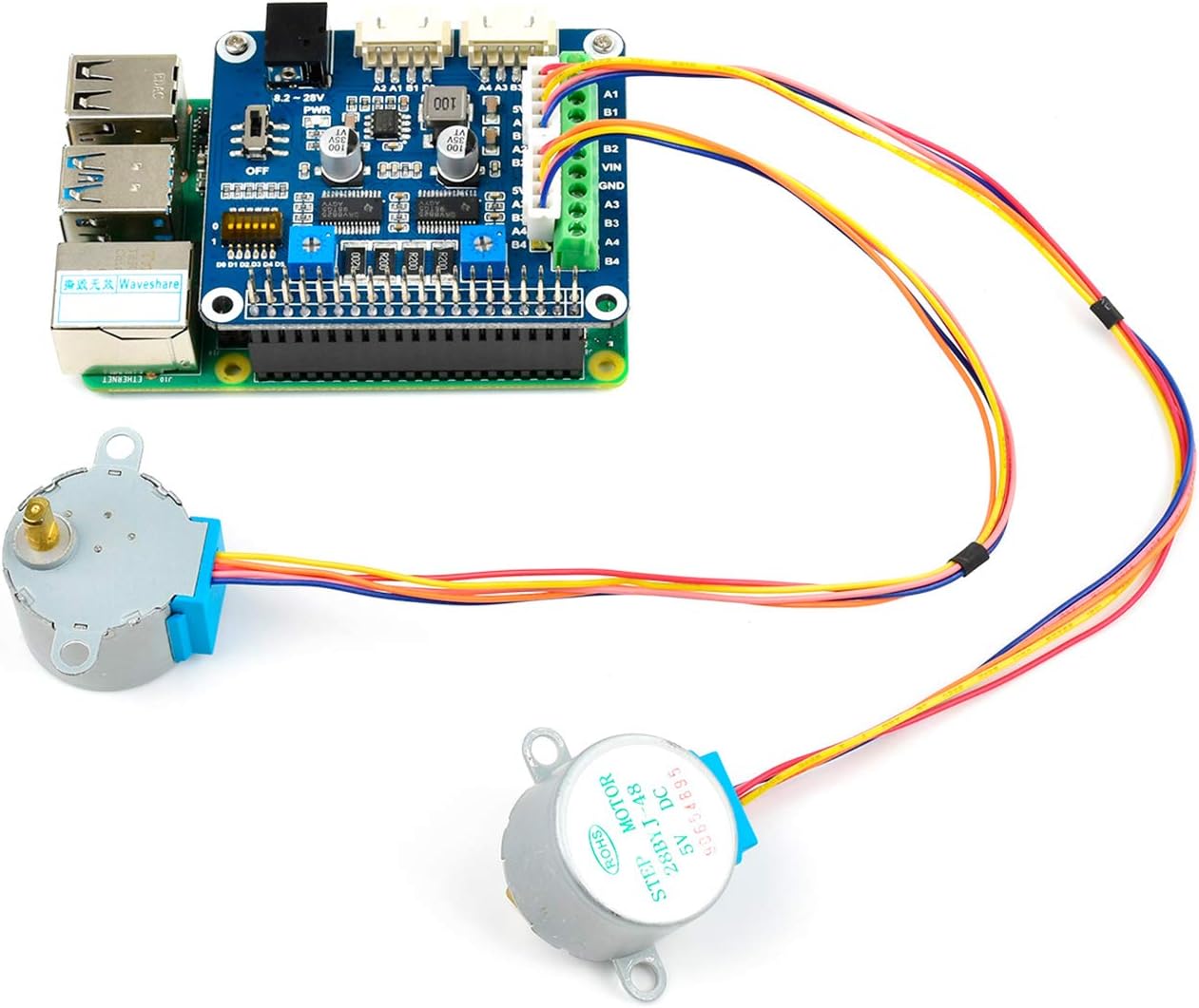 Stepper Motor HAT for Raspberry Pi 4B/3B+/2B/B+/Zero/W/WH/ and Jetson Nano,DRV8825 Motor Controller Drives Two Stepper Motors, Up to 1/32 Microstepping,Use for 3D Printer,Sculpturing Machine etc