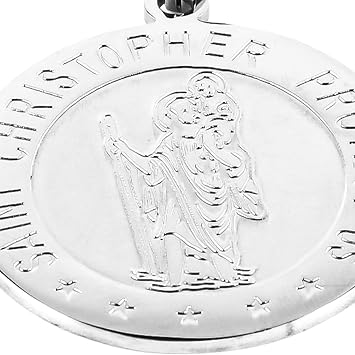 WANGCL Stainless Steel St Christopher Necklace Personalised Engrave Saint Christopher Pendant Chain Catholic For Men Women