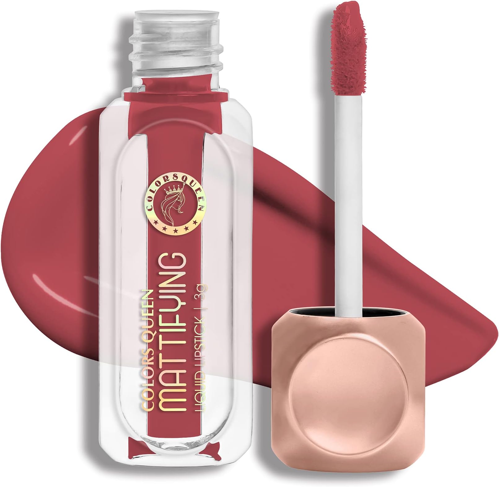 Colors Queen Mattifying Non Transfer Liquid Lipstick – 09 Maple – 3g | Long Lasting Liquid Matte Lipstick | Transfer Proof & Waterproof Lipstick Enriched with Vitamin E & Almond Oil, Lasts up-to 18