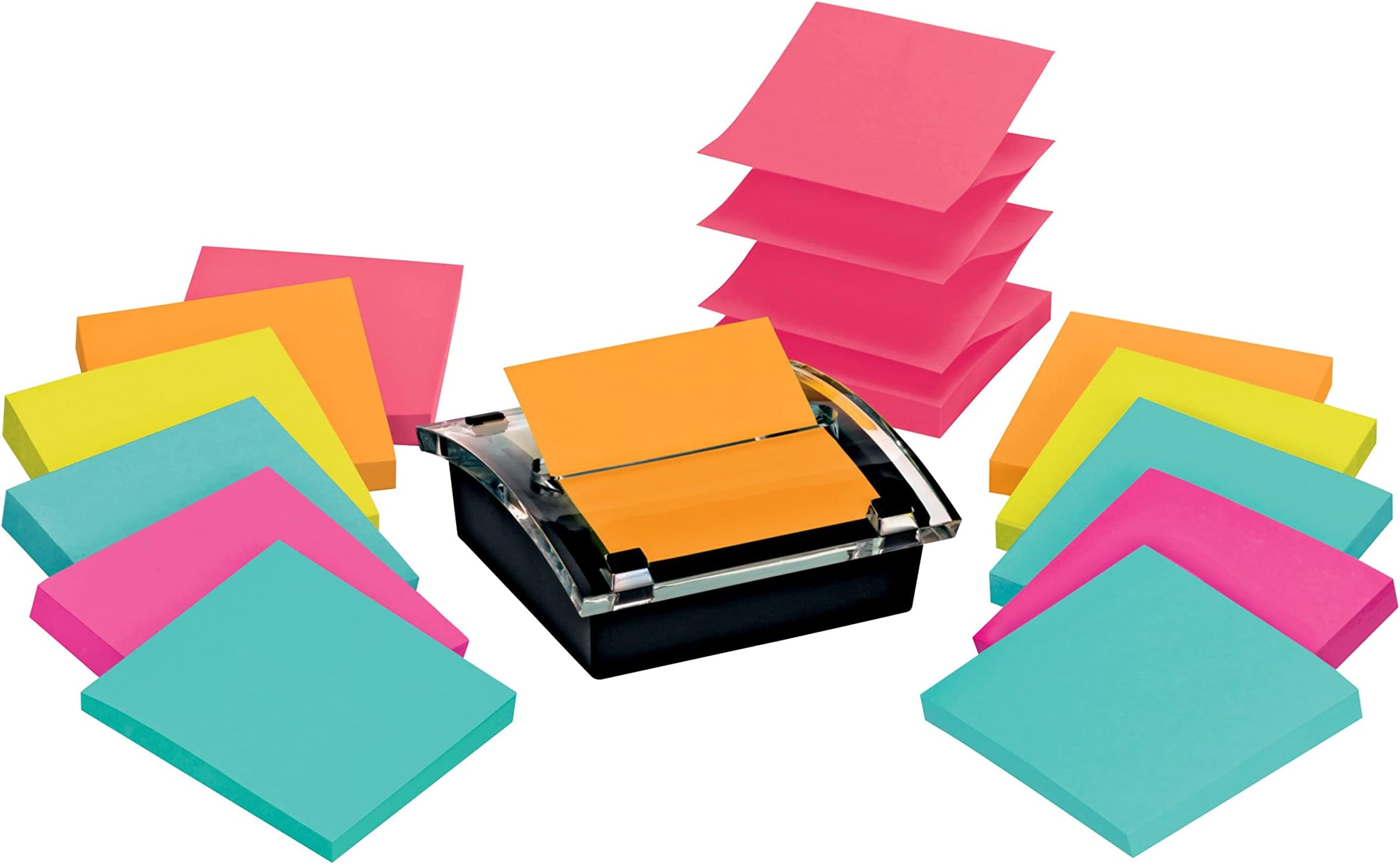 Sheet Super Sticky Note and Dispenser Value Pack, 3 in x 3 in, 12 Pads, Assorted Colors (DS330-SSVA)