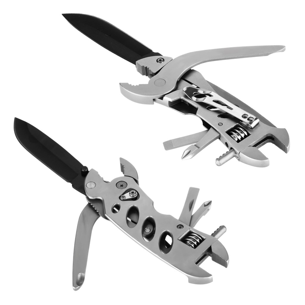 OUTU Multifonction outil clé couteau pince tournevis clé à molette - Outils de plein air avec étui en nylon
