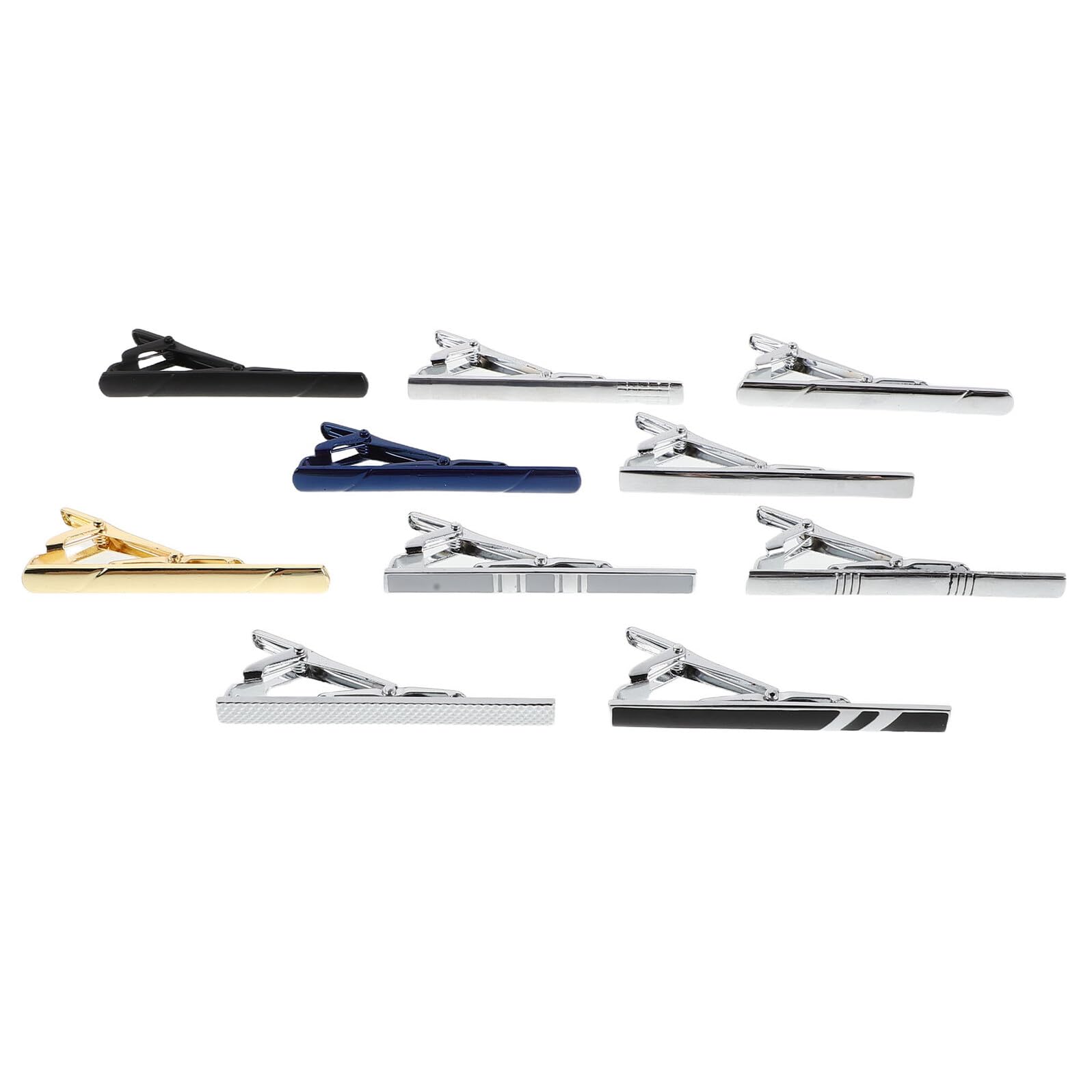 Holibanna 10 Unidades Set Elegante de Pinzas para Corbata de Cobre Color Plata con Caja, Adecuado para Ocasiones de Negocios y Regalos Personalizados para Papá y Padrinos