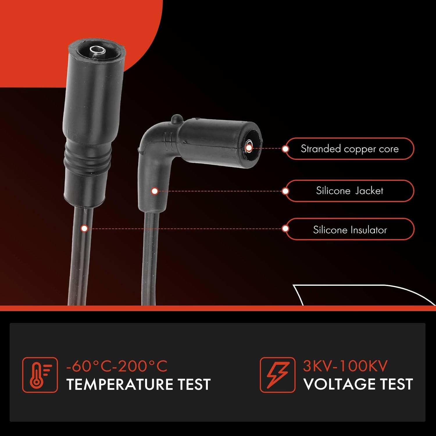 A-Premium Ignition Spark Plug Wires Set of 10 Compatible with Chevrolet Impala, Camaro, Caprice & Buick Commercial Chassis, Roadmaster & Cadillac Commercial Chassis, Fleetwood & Pontiac Firebird