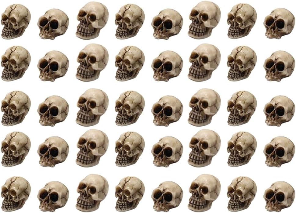 40Pcs Halloween Mini Skulls Miniature Skeleton Head Figurine for Halloween Decoration Crafts