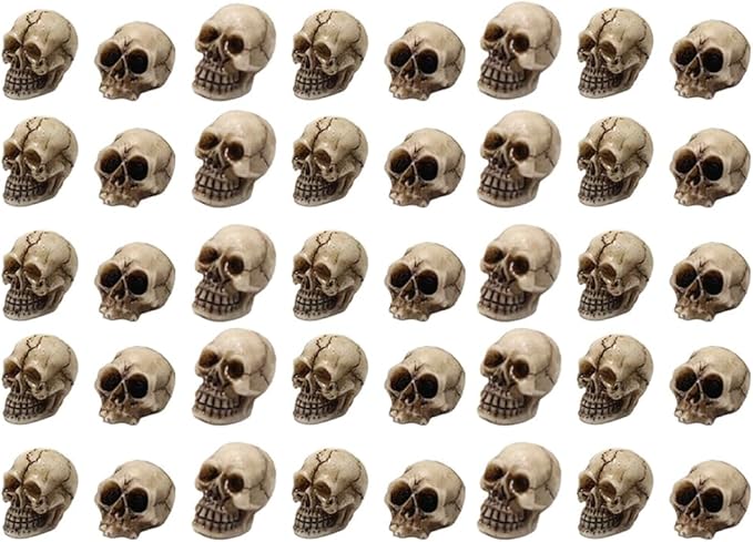 40Pcs Halloween Mini Skulls Miniature Skeleton Head Figurine for Halloween Decoration Crafts