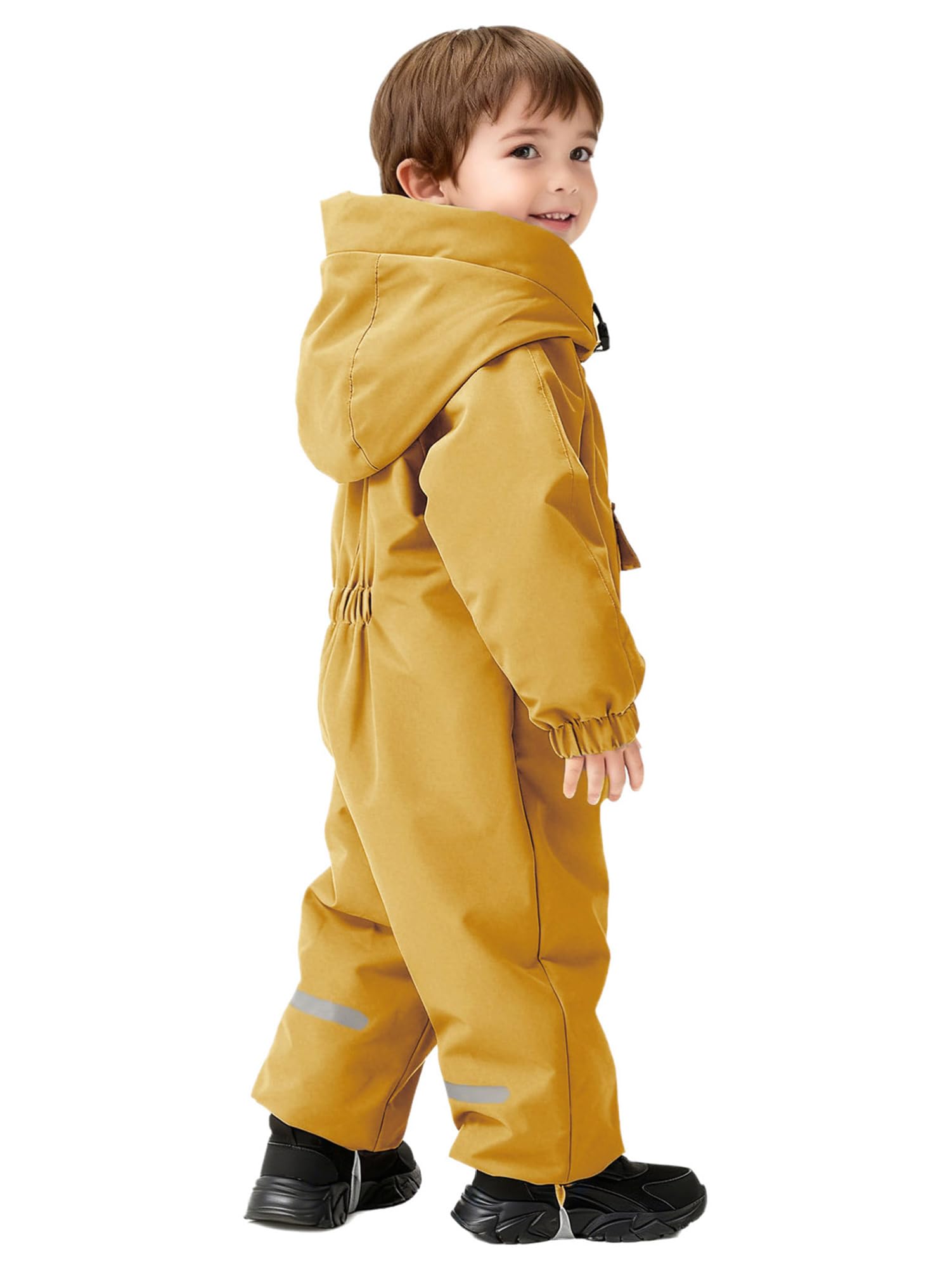 CHICTRY Tuta da Neve Intera per Neonato Neonata Pagliaccetto con Cappuccio Body in Pile Overall Jumpsuit Manica Lunca con Zip Tuta Invernale Snowsuit Giallo 3-4 anni
