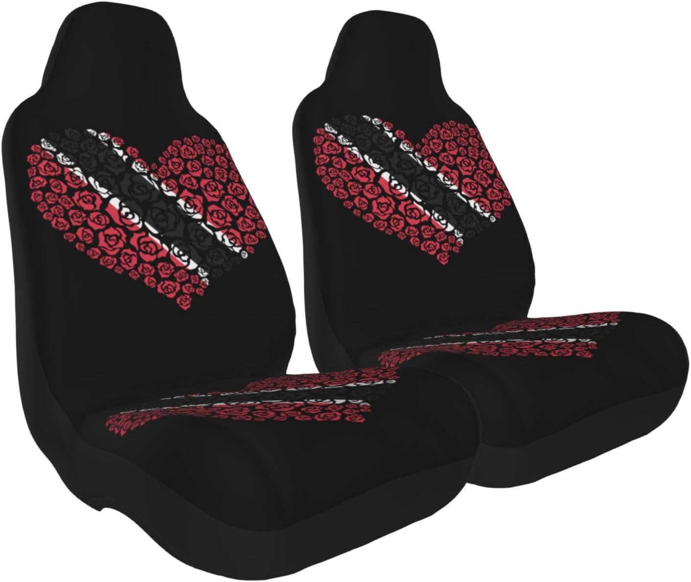 Trinidad and Tobago Flag and Rose Heart Car Seat Covers 1 PCS/Set High Back Stretchy Bucket Seat Cover Auto Protector Seats Cover in Front 1 PCS