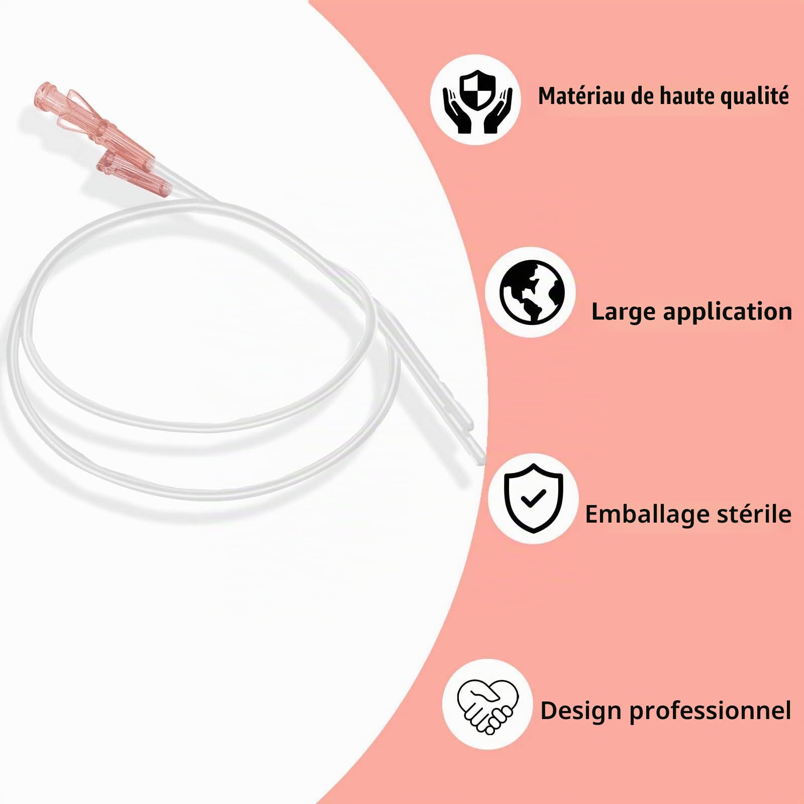 10PCS Cathéter pour chien avec sonde, Dégagement urétral, Obstruction urinaire avec ouverture latérale, Instrument vétérinaire. (2.0X500MM)