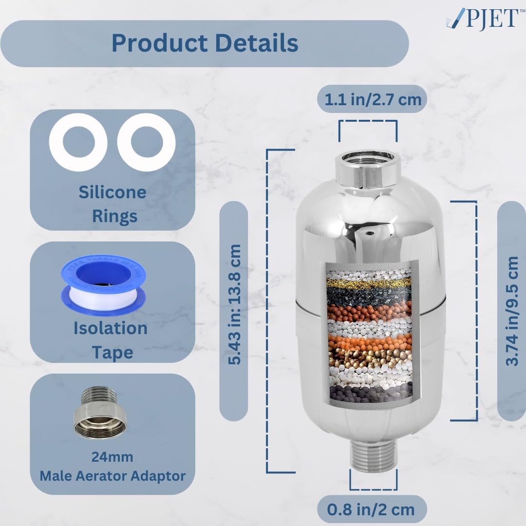 PJET Silver Hard Water Softener for Tap | Water Softener for Tap & Bathroom | Shower & Tap Filter for Hard Water | Water Purifier for Bathroom Use 1