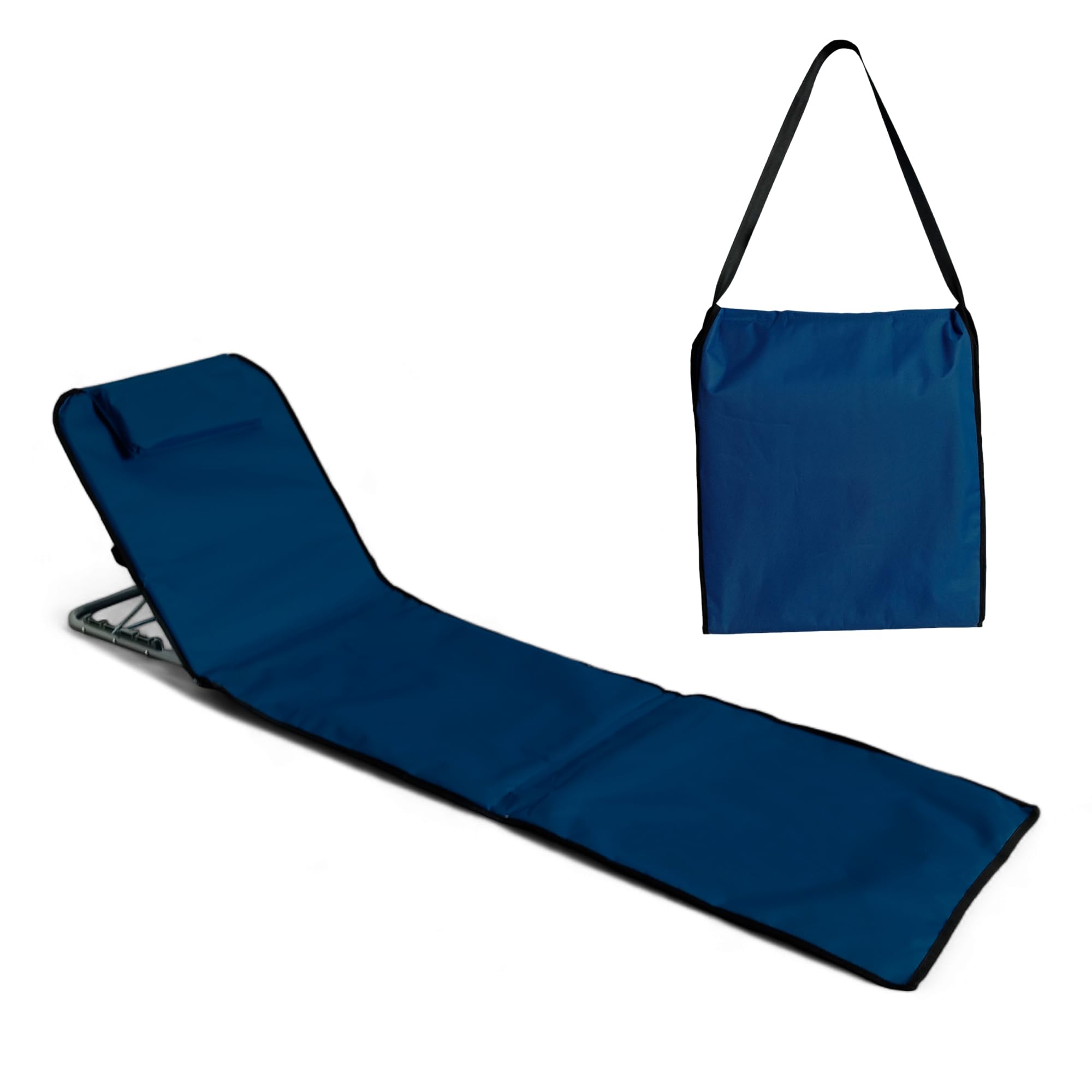 Pincho Esterilla de Playa Plegable con Respaldo Ajustable – Tumbona Portátil Ligera para Camping, Jardín y Piscina – Alfombra de Playa con Respaldo Ergonómico y Fácil Transporte (Marino x 1)