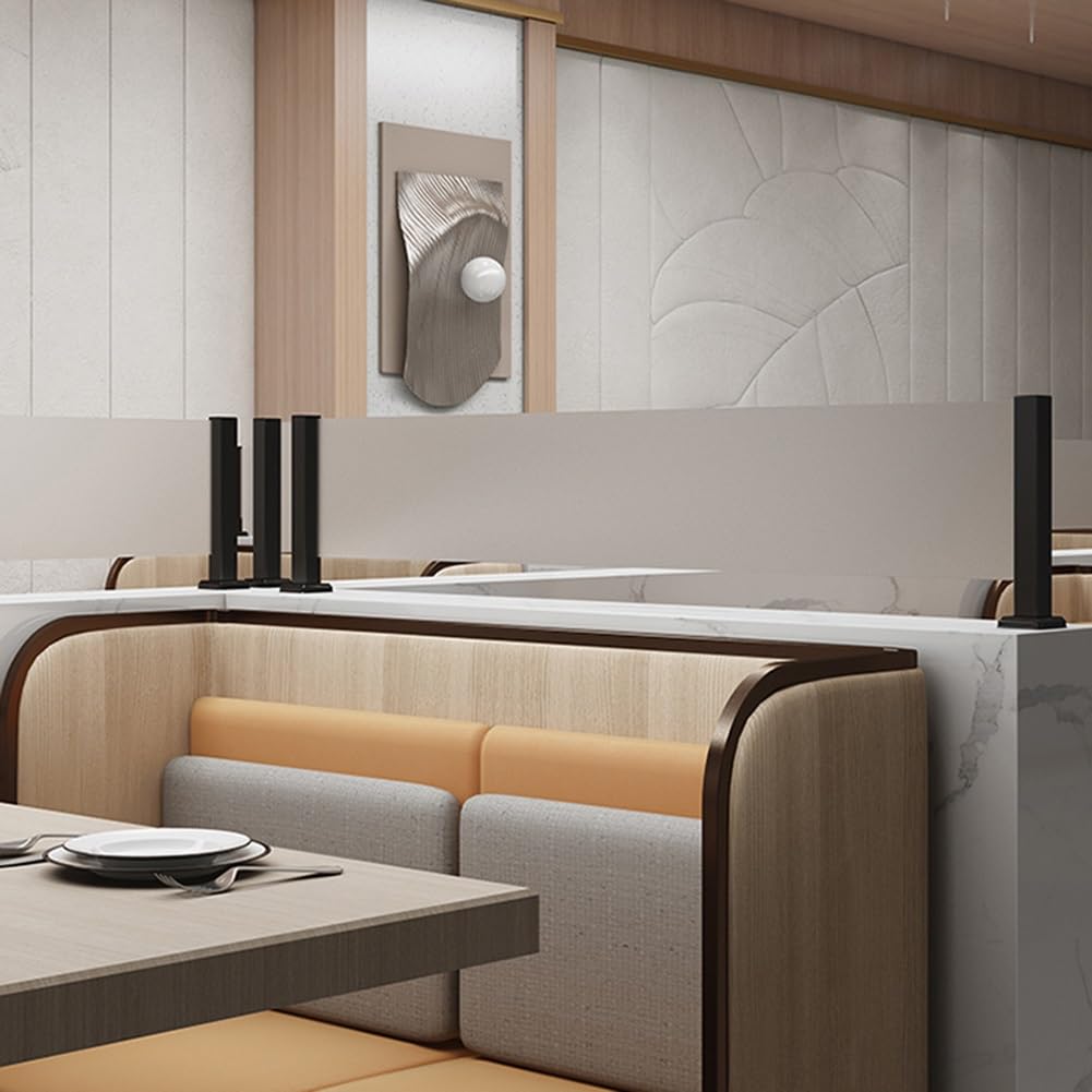 Genérico Mamparas de Cristal Rayado para Comedor, divisores de Acero Inoxidable translúcido, Valla Decorativa Baja para restaurantes y mostradores (Negro, 50 x 25 cm)