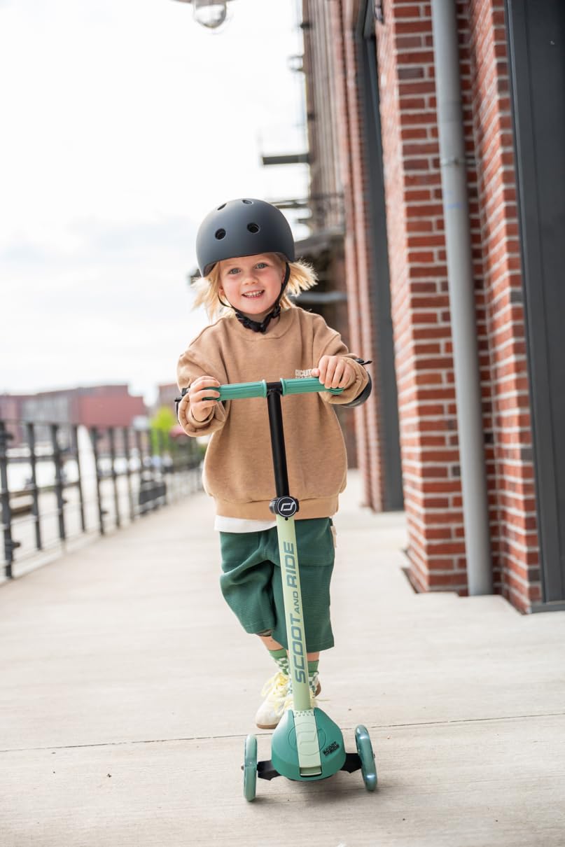 Scoot & Ride Highwaykick 3S Monopattino per bambini a partire dai 3 anni in su, regolabile in altezza, 2 volte, sterzo a LED, pieghevole, per bambini, 96-130 cm