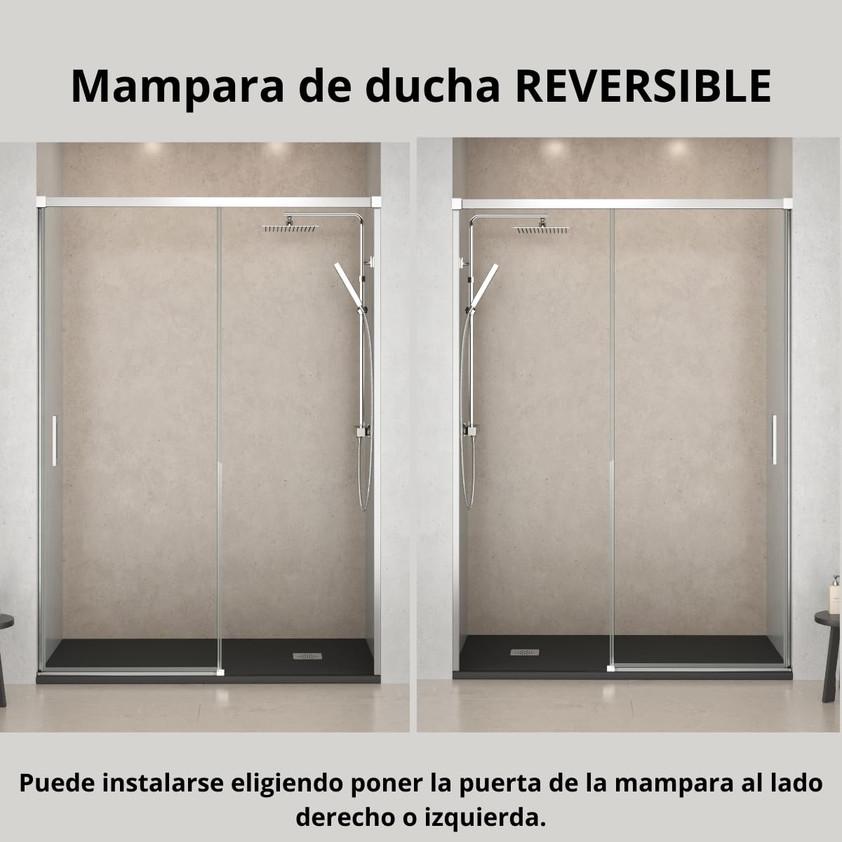 Mampara Ducha Frontal Corredera 1 Puerta Corredera 1 fijo | Cristal templado 6mm Antical Transparente | Altura 195cm | Perfilería Cromo Brillo | 155cm (Adaptable 149-154cm)