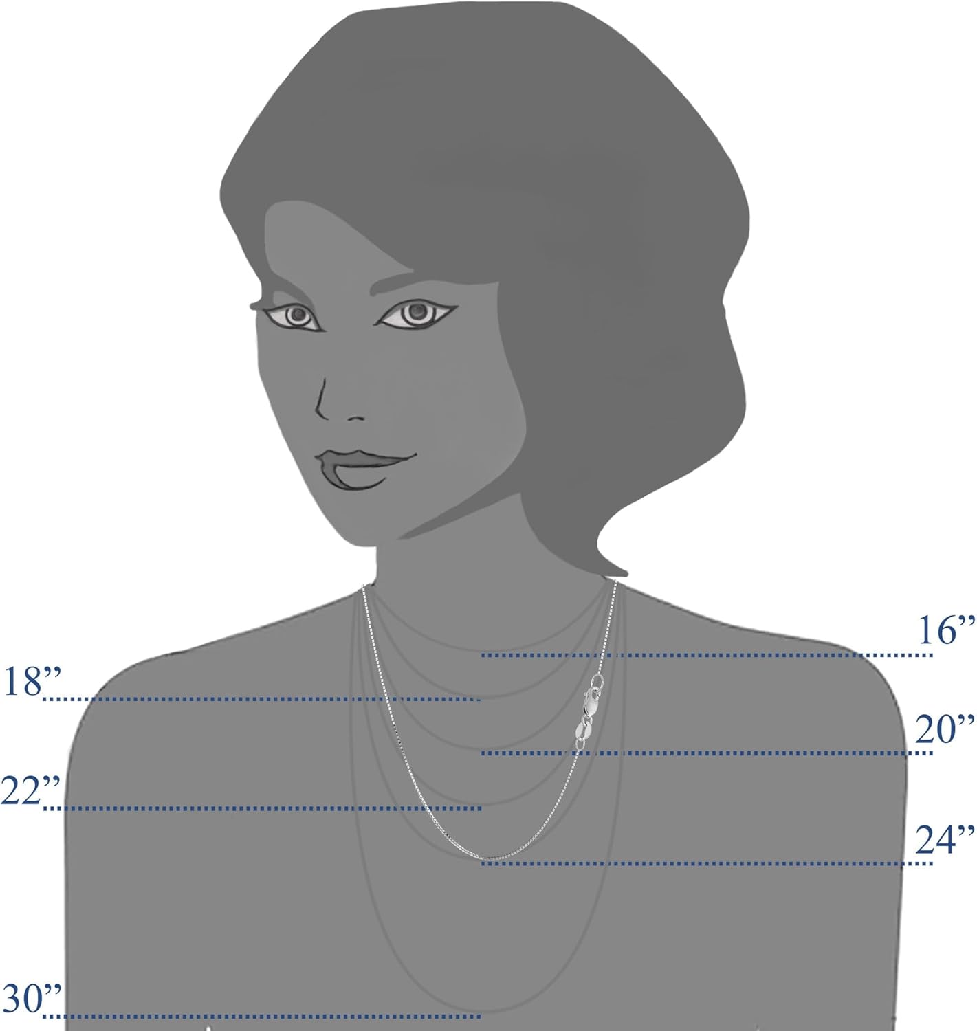 Jewelry Affairs 14k White Solid Gold Mirror Box Chain Necklace, 0.7mm