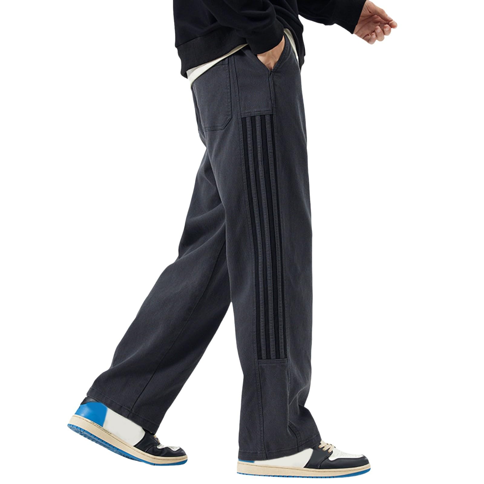 SRZYMJ Jogginghose Herren Baumwolle Elastische Taille Freizeithose Lange Sport Hose Fitness Sweat Hosen Jogger Trainingshose Freizeit Sporthose mit Kordelzug Atmungsaktiv Laufhose Wanderhose