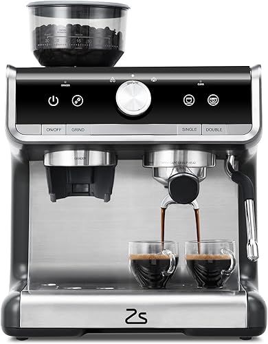 Máquina de café expreso con molinillo, cafetera espresso automática de 20 barras con espumador de leche para barista casero, cafetera profesional