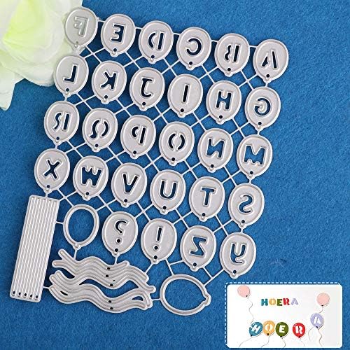 VINFUTUR 2 Sets Alphabet Letter Dies Block & Balloon Pattern 26 Letters Cutting Dies for Card Making Metal Embossing Stencil Template for DIY Scrapbooking Paper Card Craft