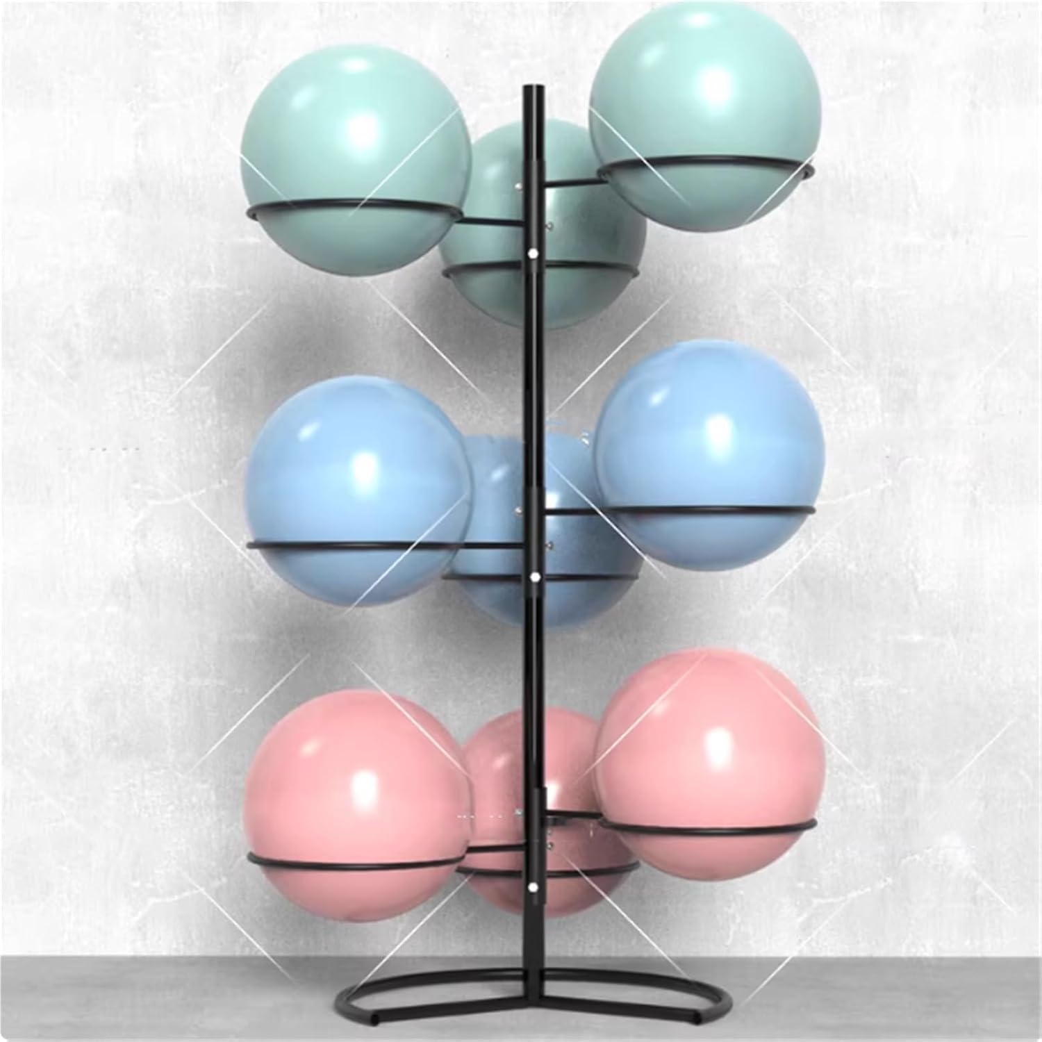 Floor Yoga Ball Holder, Heavy-Duty, Can Hold up to 9, Exercise Ball and Balance Ball Storage Racks, Suitable for Yoga Mats Home and Commercial Gym