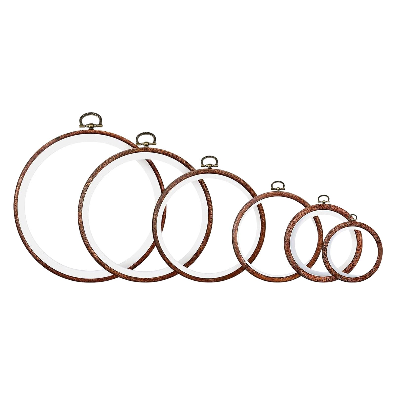 Tsophreniq 6Pcs Adjustable Embroidery Hoop Set Round Rubber Stitching Frames Sewing Needlework Fabric Craft Project Craft Hoops