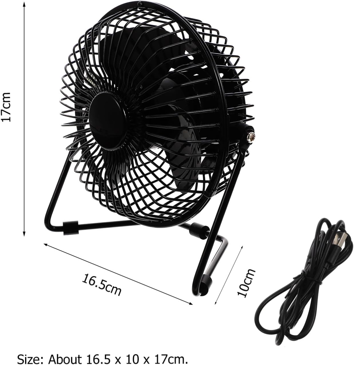 Small Desk Fan with Clock, Mini Desktop USB LED Clock Fan Portable Metal Cooling Fan with Calendar Temperature Display for Home and Office