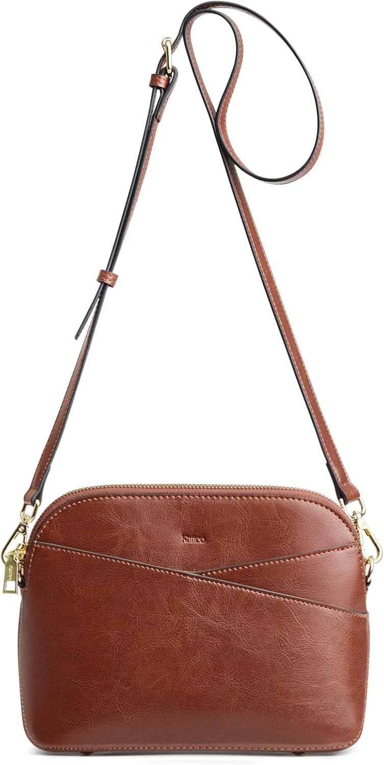 Kattee Leather Crossbody Bags for Women Trendy, Small Purses Handbags Shoulder Bag, Genuine Leather Cross Body Bag for Woman